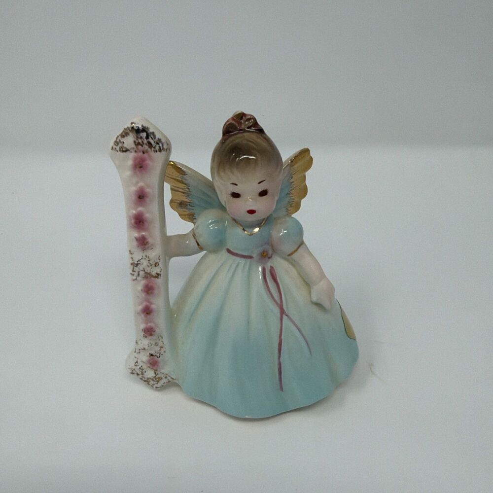 Vintage Josef Originals 1st Birthday Angel Figurine 3” Ceramic Japan 1980’s
